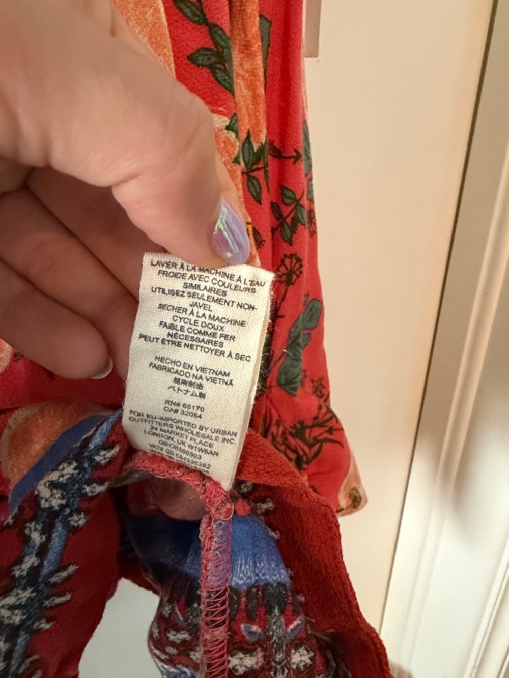 Free People Coral Orange Citrus-Print Boho Button-Front Slightly Cropped Blouse - Picture 4 of 8